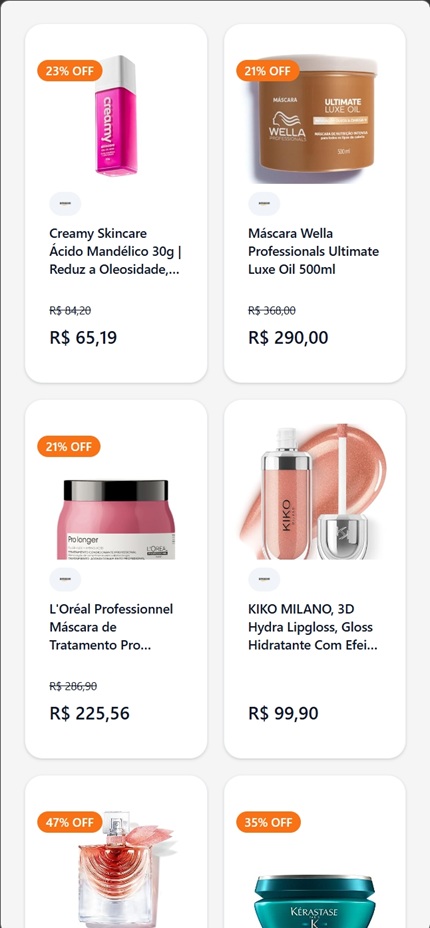 Screenshot of a boring product page